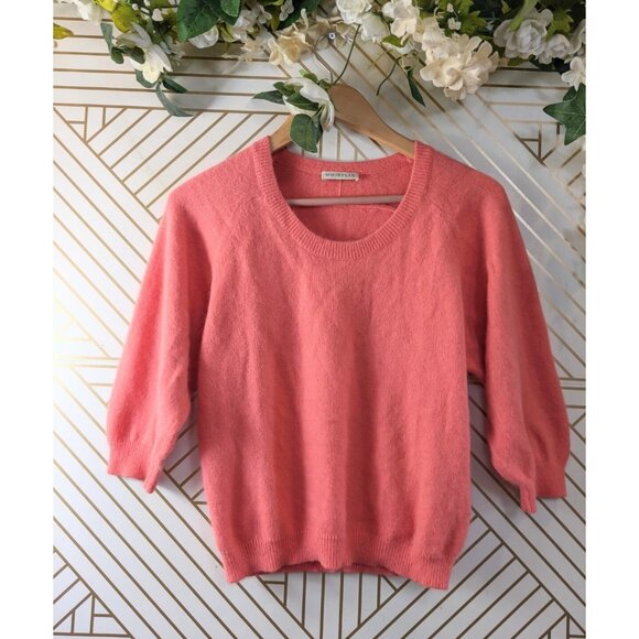 WHISTLES Women's Angora Nylon Blend Knit Sweater 3/4 Sleeve Pink Size 4 - Picture 1 of 7